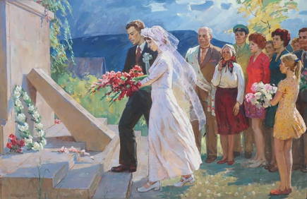 Oil painting Soviet family Chudinov Yu. (1 of 1)