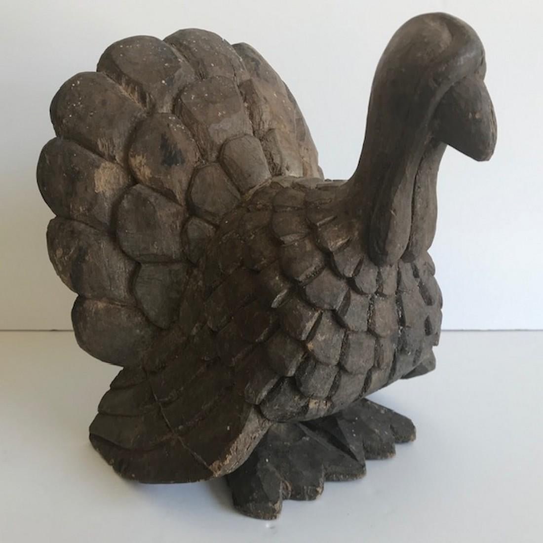Wooden Turkey Paper Mache mold: Title: Wooden Turkey Paper Mache mold Provenance/Additional Info: Early Takaan or paper mache mold of a fat turkey. Dates to the early 20th century and is in good condition with normal signs of wear f