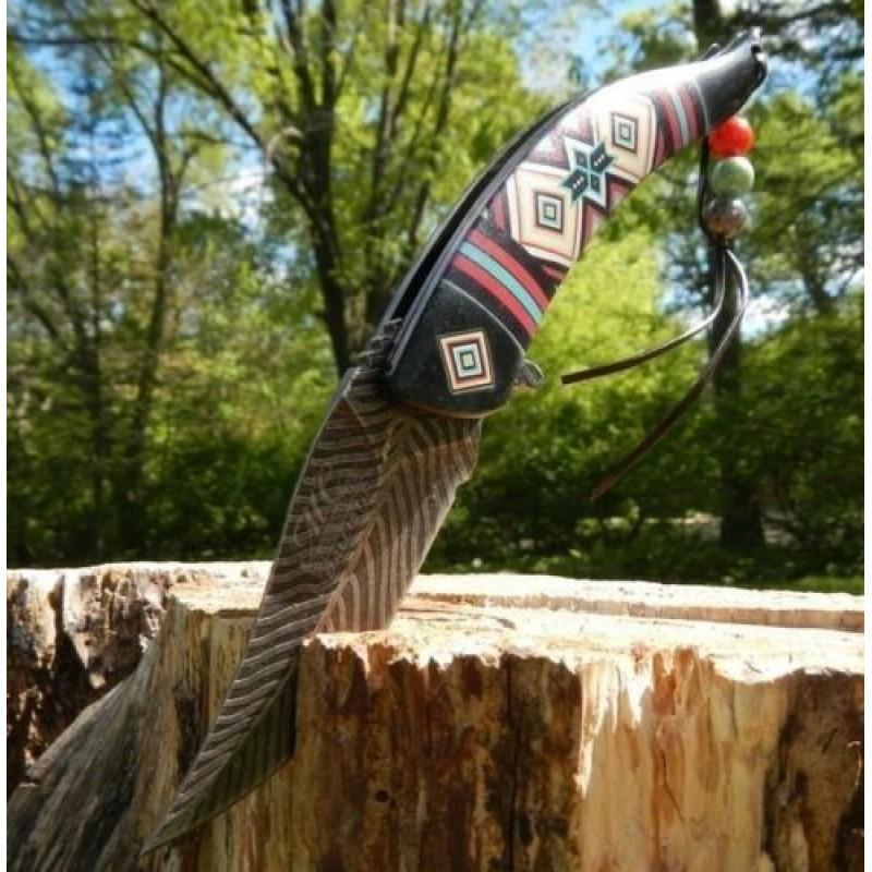 Inner lock damascus steel knife exclusive pattern knife (1 of 4)