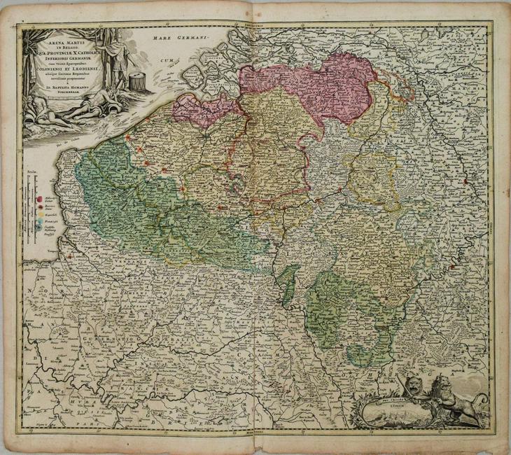 1720 c. Homann Map of Belgium, Northern France and (1 of 1)