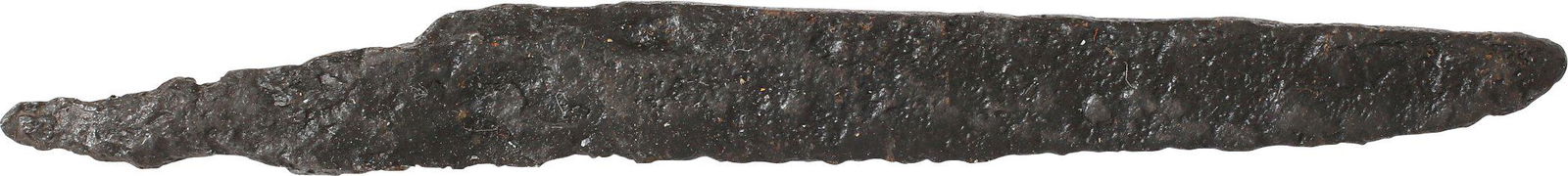 VIKING SIDE KNIFE OR POUCH KNIFE, 879-1067 AD,: Just under 3” total length with tapered “whittle tang” which identifies these, as they were used without guards, mounted in a wood or antler grip. (See https://leatherworkingreverend.files.wordp