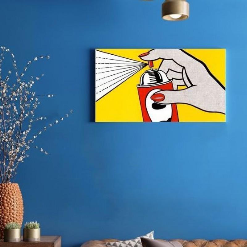 ROY LICHTENSTEIN painting, Mixed media printed on: ROY LICHTENSTEIN (1923-1997) Ready to be hang on the wall. Canvas on the wooden frame. Title: Untitled Medium: printed on canvas panel Size: 17" x 10" (in) or 45 x 25 cm. Date: c. 1993-95. w / C. of A