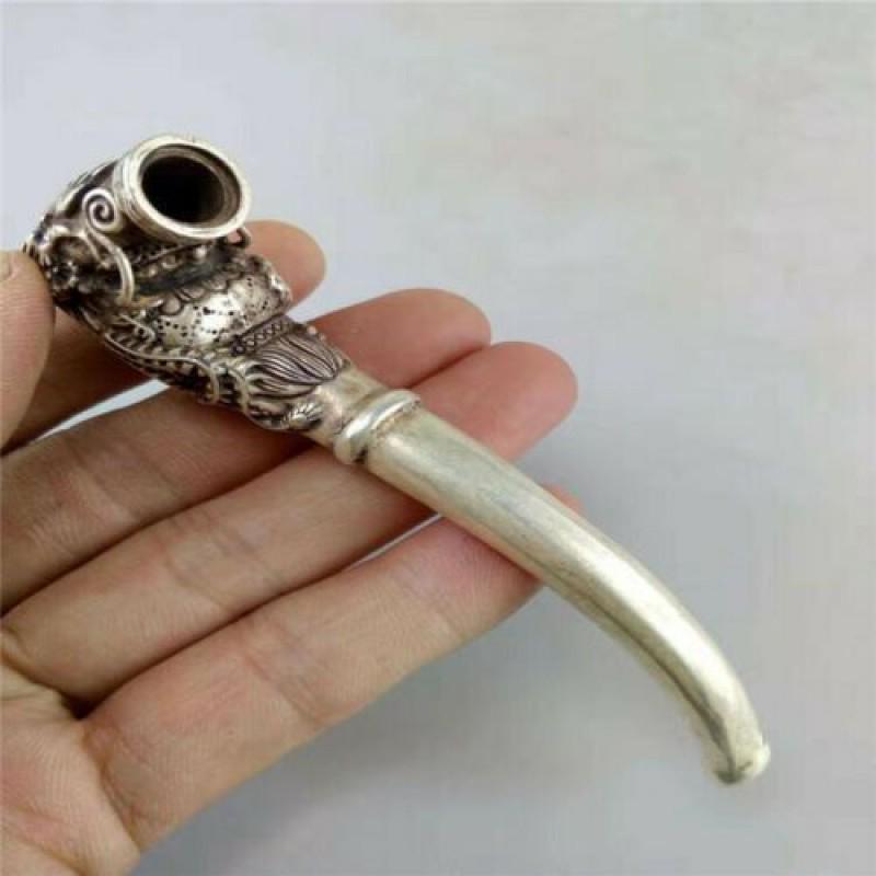 Vintage Chinese Silver Smoking Tool Statue Old Sacred: Silver Smoking Tool Material: Tibet Silver (not sterling) Reserve: $45.00 Shipping: Domestic: Flat-rate of $9.00 to anywhere within the contiguous U.S. International: Foreign shipping rates are determ