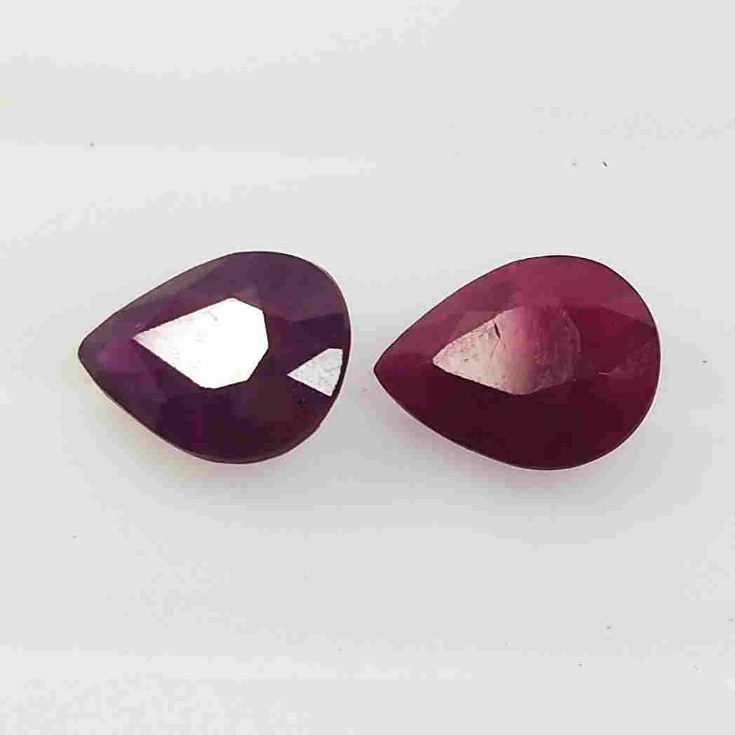 2 PCS 2.35 CTS NATURAL RED RUBY PEAR SHAPE GOOD LUSTER (1 of 5)