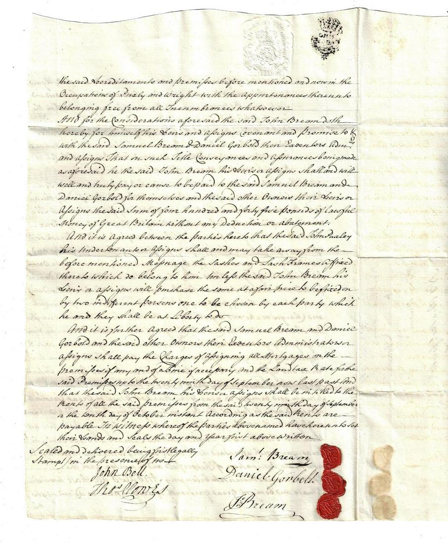 1769 English Articles of Agreement Red Wax Seals (1 of 2)