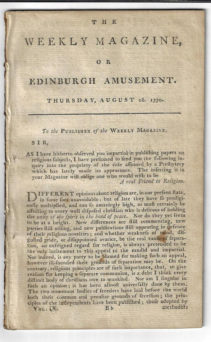 1770 The Weekly Magazine Edinburgh (1 of 2)
