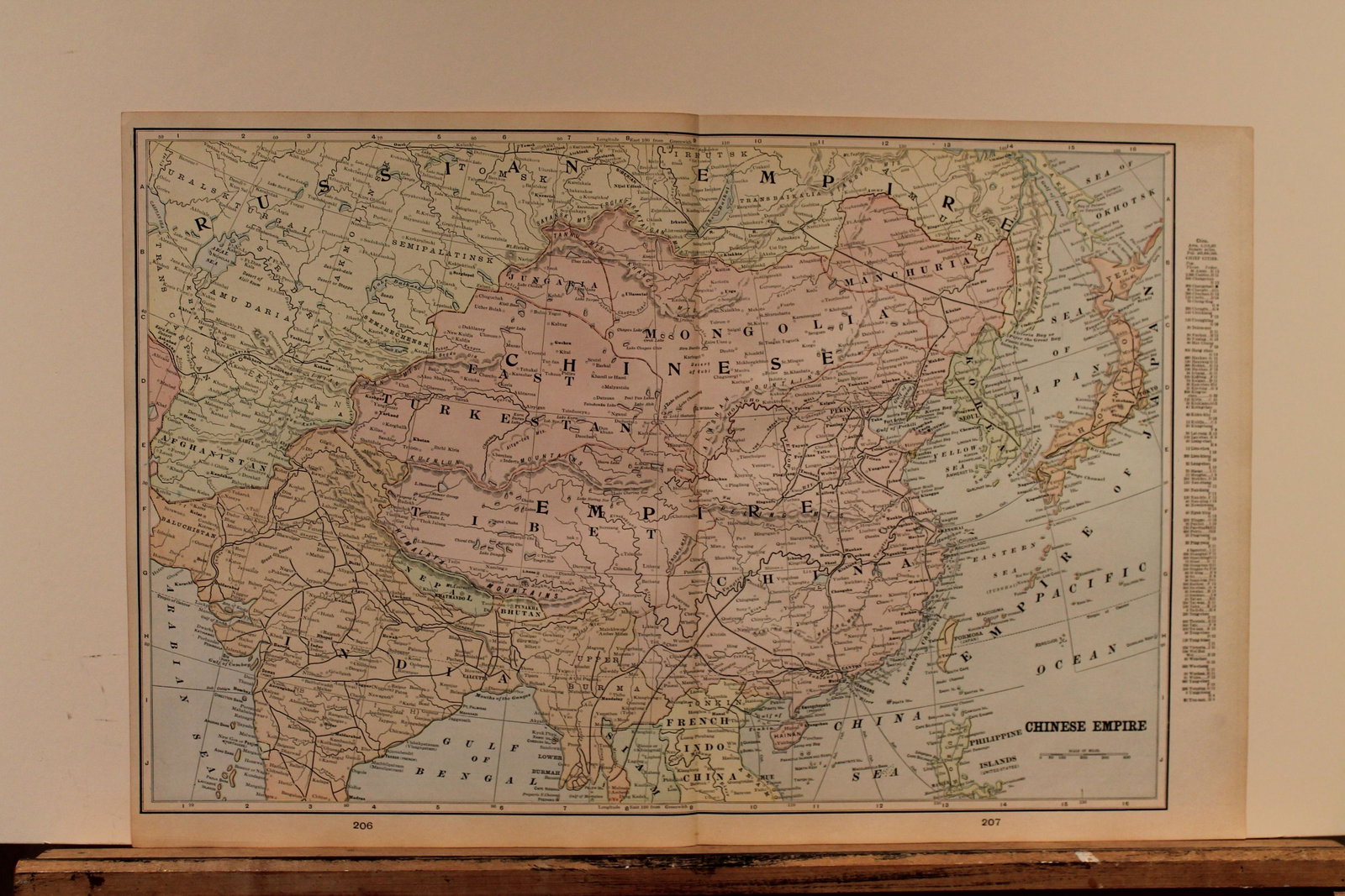 1890 Map of China: Author: Watson Title: 1890 Map of China Medium: Ink on Paper Dimensions: 22.5"X14.5" Map of the Chinese Empire dated 1890. Published by Watson in Chicago. Double folio map. Key lower right. Explanatio