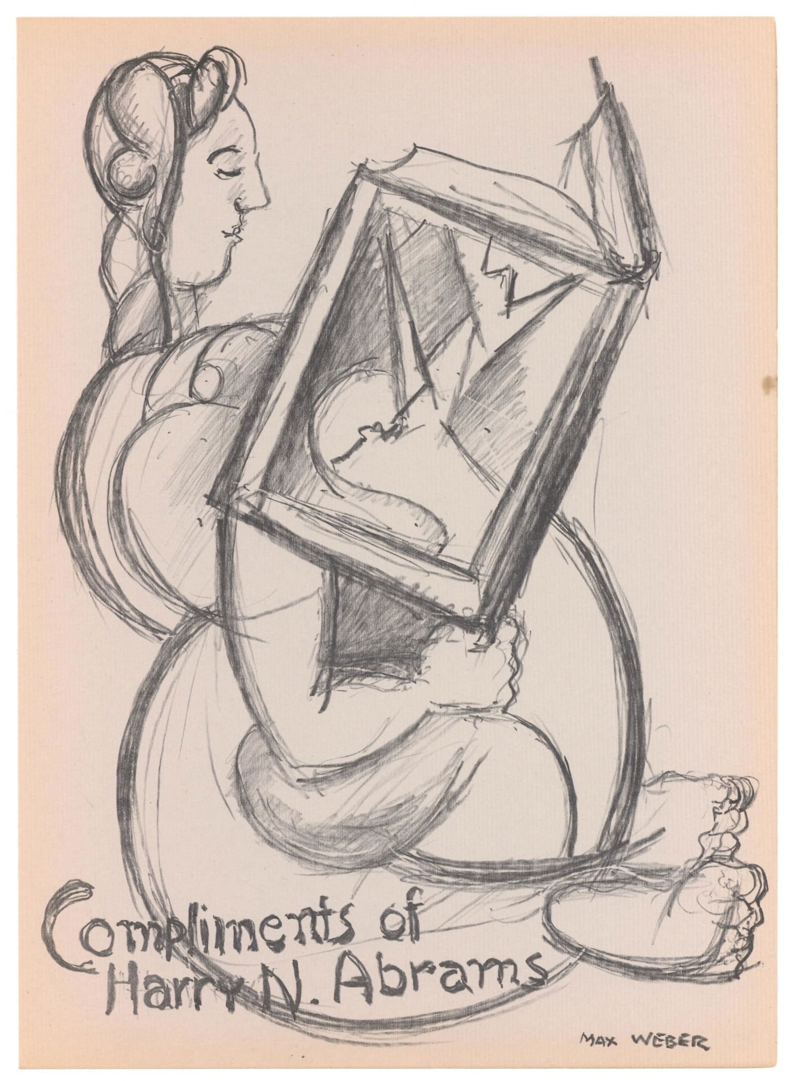 Max Weber original lithograph: Medium: original lithograph. This lithograph was printed in 1952 for the "Improvisations" portfolio, published by the Artists Equity Association of New York on the occasion of the 1952 Spring Fantasia