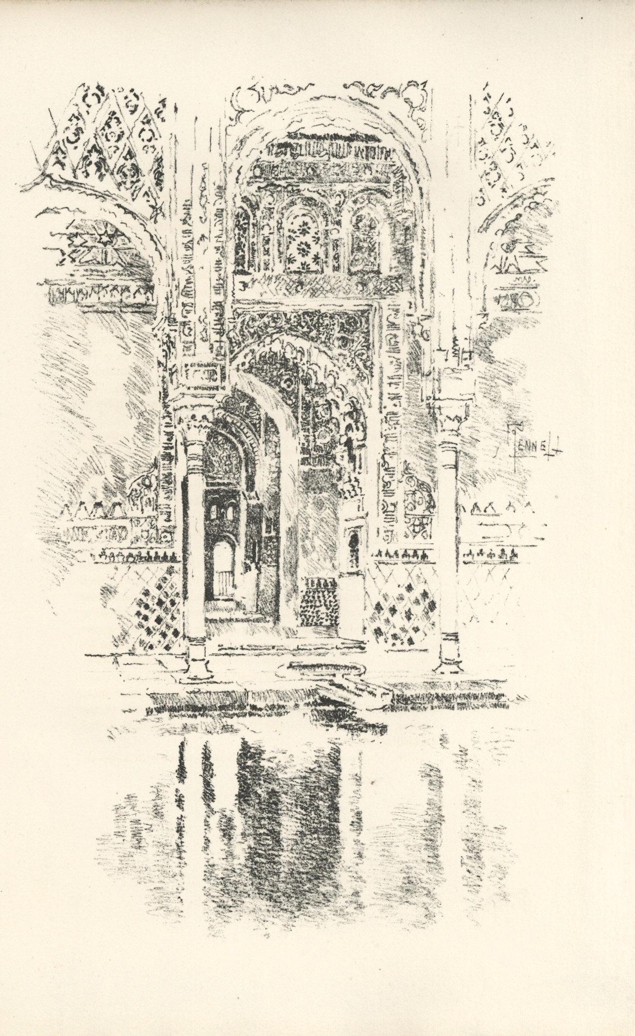 Joseph Pennell original lithograph "Alhambra" 1896 (1 of 1)