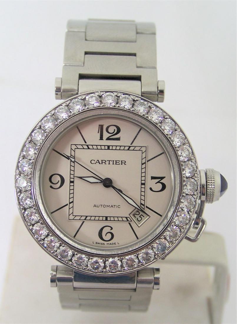 S/Steel Mens CARTIER PASHA Automatic Watch Ref. 2790*: S/Steel Mens CARTIER PASHA Automatic Watch Ref. 2790* 40.5 mm with CVD Diamonds?? This Mens CARTIER watch is Swiss made. Great present for yourself or someone you love! * Solid stainless steel case in