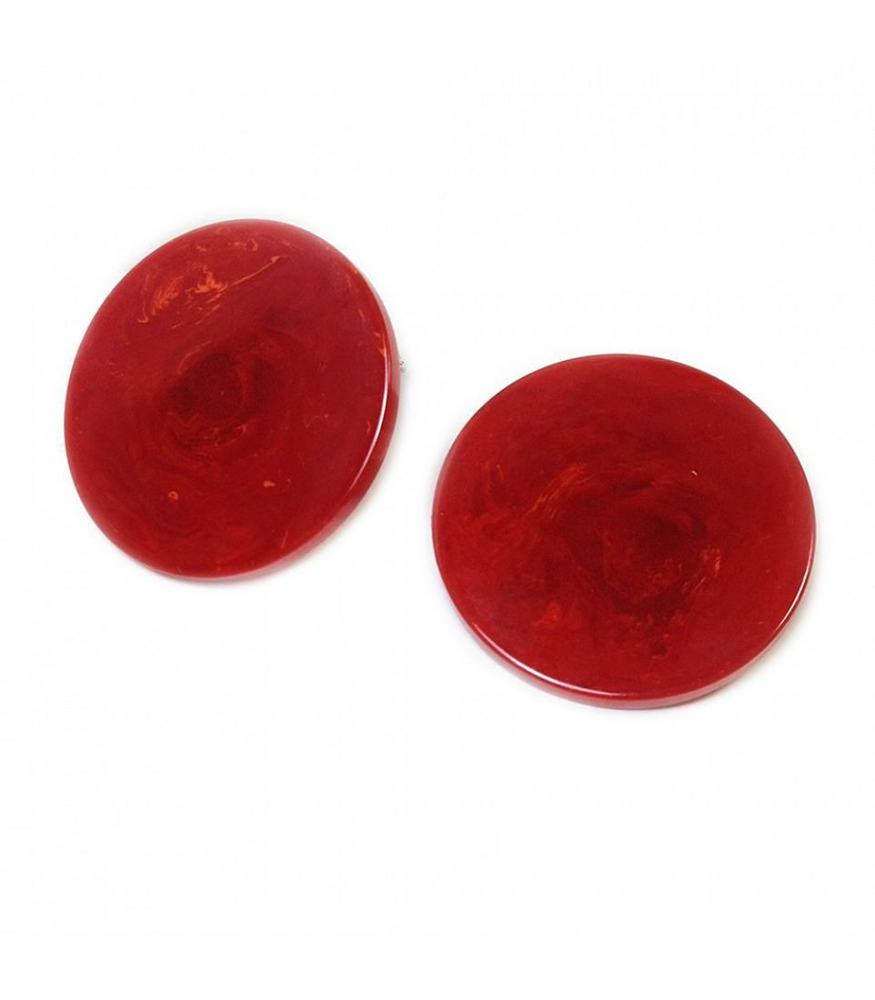Red Bakelite Disc Earrings (1 of 2)