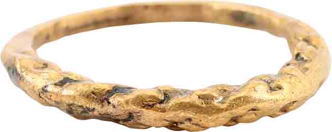 FINE VIKING TWISTED RING C.866-1067 AD JEWELRY SIZE 9 ¼: Cambridgeshire England where the Vikings first invaded and conquered the Anglo Saxon natives. Size 9 ¼, with very rare double rope twist motif (two twisted or helix forms, twisted together) for the t