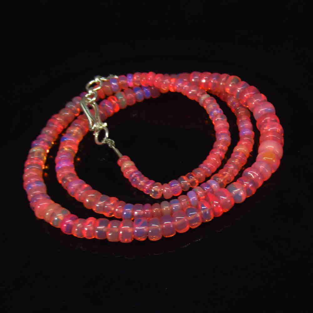 51.89 Ct 925 Silver 166 Pink Opal Beads Necklace Ready (1 of 3)