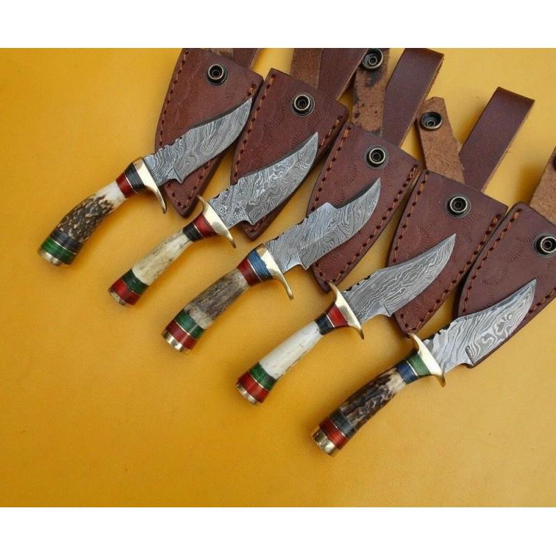 5 PCS SET Hunting damascus steel knives everyday carry (1 of 4)