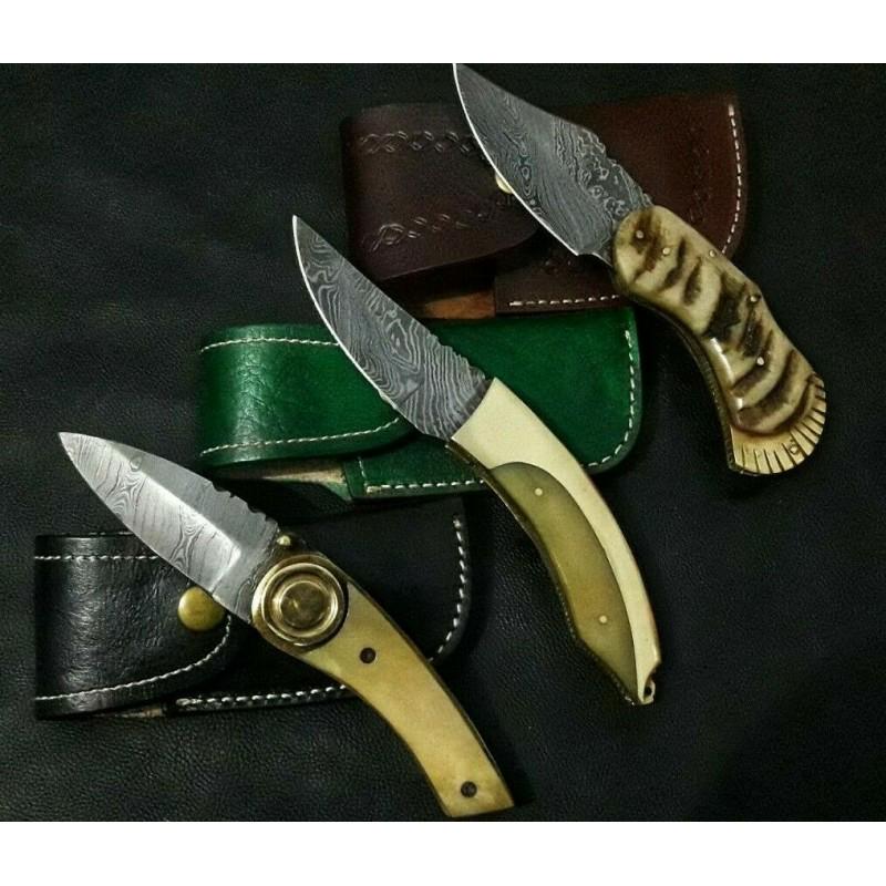 Set of 3 hunting damascus steel knives bone knife: Set of 3 Knives "Conor" The Damascus knife is wear-resistant and effective. It can serve the owner for decades. The metal does not need sharpening and can withstand heavy loads. The product does not l