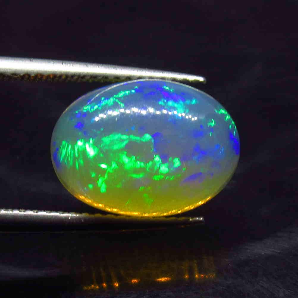 4.06 Ctw Natural Ethiopian Multicolor Fire Opal Oval (1 of 2)