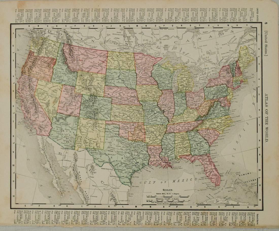 1898 Rand McNally Map of the United States -- United (1 of 1)