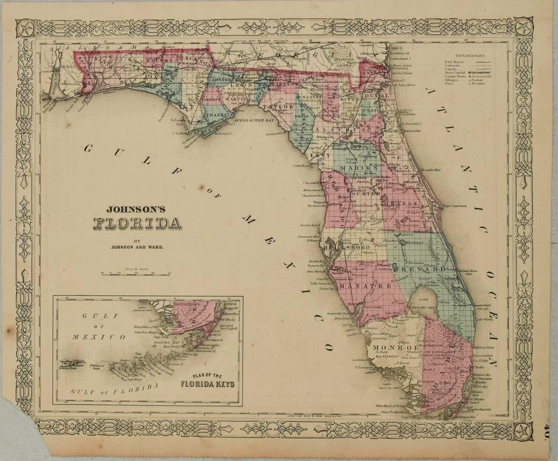 1865 Johnson Map of Florida -- Johnson's Florida (1 of 1)