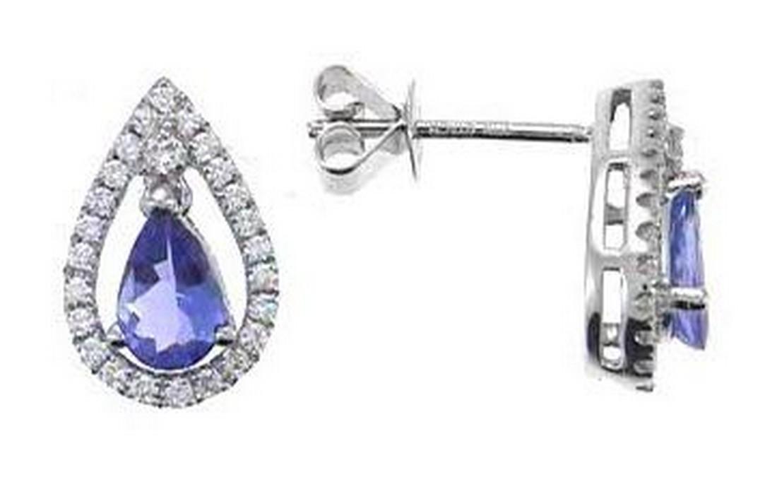 14K WHITE GOLD TANZANITE & DIAMOND EARRING (1 of 1)
