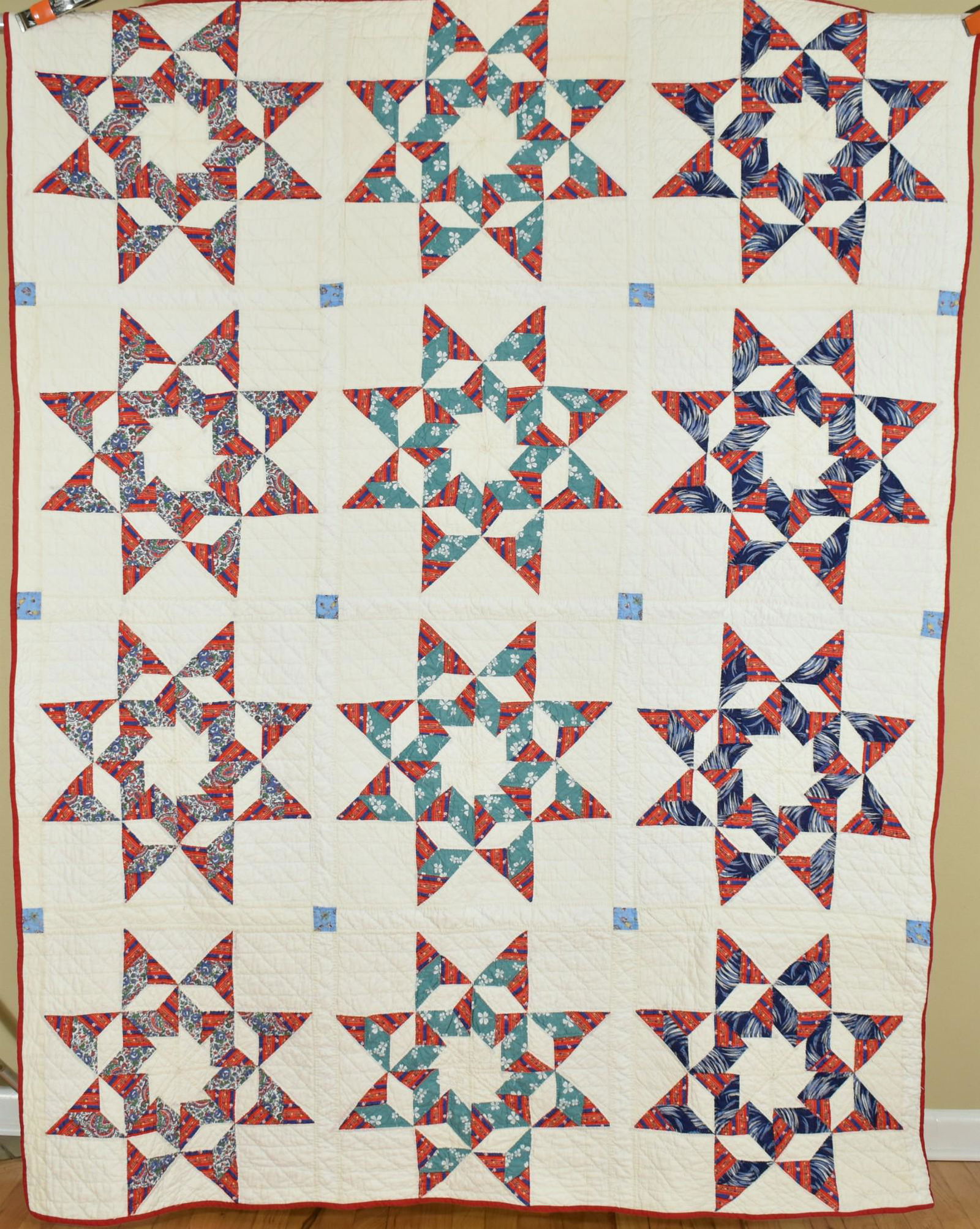 Unusual 40's Diamond Stars Quilt (1 of 8)