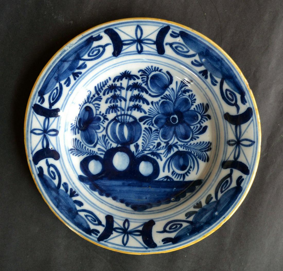 18th Century Dutch Delft Blue and White Plate; 18th (1 of 4)