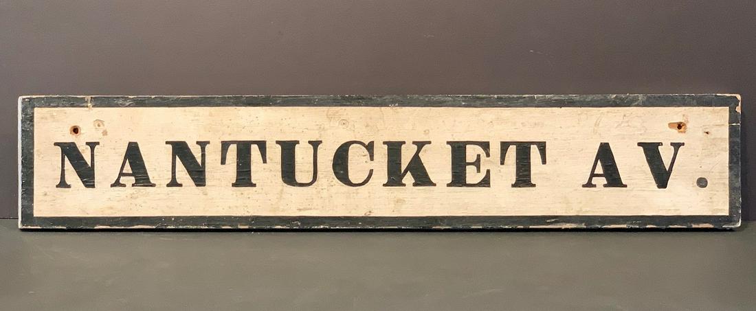 NANTUCKET AV. Wood Street Sign, c. 1940 (1 of 4)