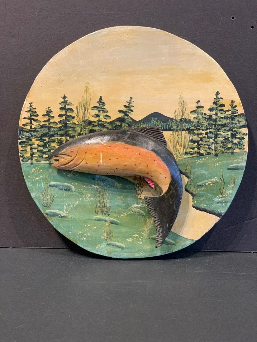 Carved Maine Fish Plaque, early 20th c (1 of 1)