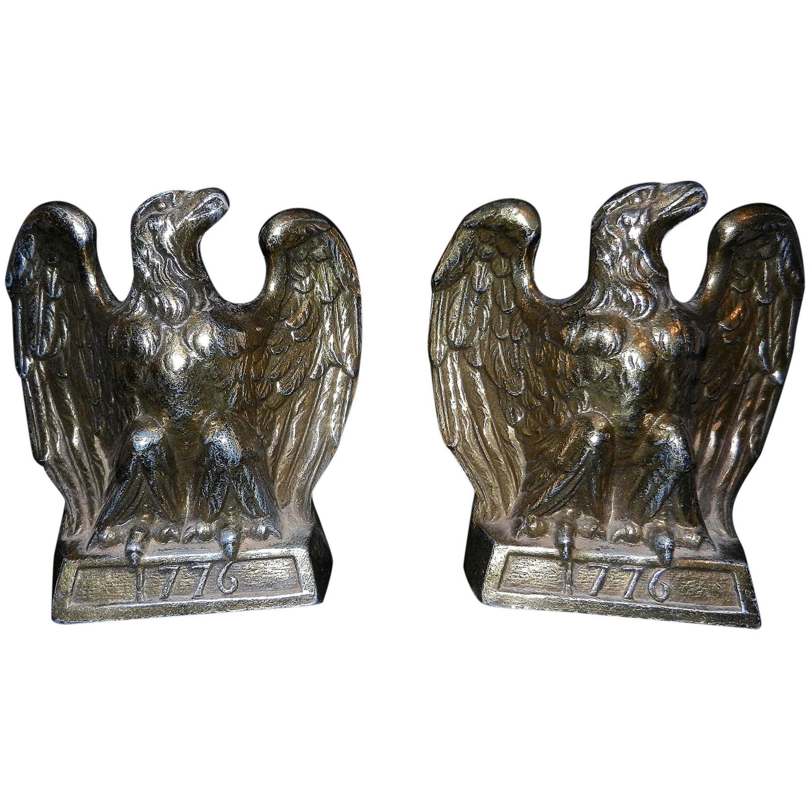 Vintage Mid-Century Brass 1776 EAGLE Bookends Signed (1 of 8)