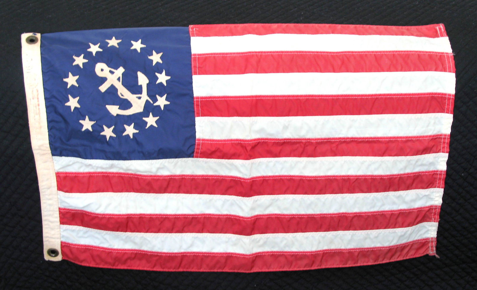 Vintage nautical ensign.: Title: Vintage nautical ensign. Description: Nice vintage nautical speed boat ensign from the Lake Region of New Hampshire. Dimension: Circa: 1950's Shipping: Domestic: Flat-rate of $10.00 to anywhere