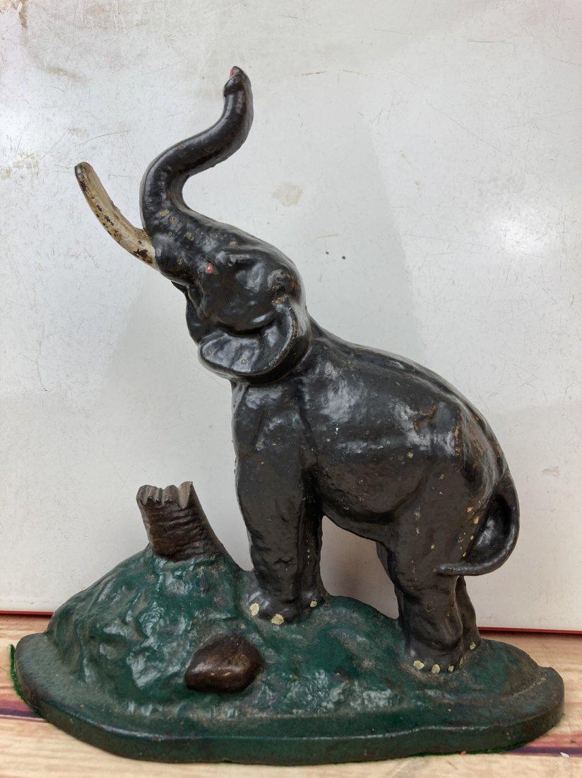 Antique Cast Iron Elephant Doorstop National Foundry: Title: Antique Cast Iron Elephant Doorstop National Foundry Date/Period: EARLY 1900'S Dimensions: APPROX 10.5 X ALMOST 10" WIDE Material: CAST IRON Description: SUCH A CHARMING PIECE IN GOOD OVERALL C