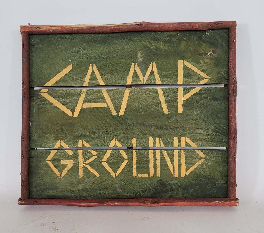 Adirondack style camp ground sign. Mid 20th century (1 of 3)