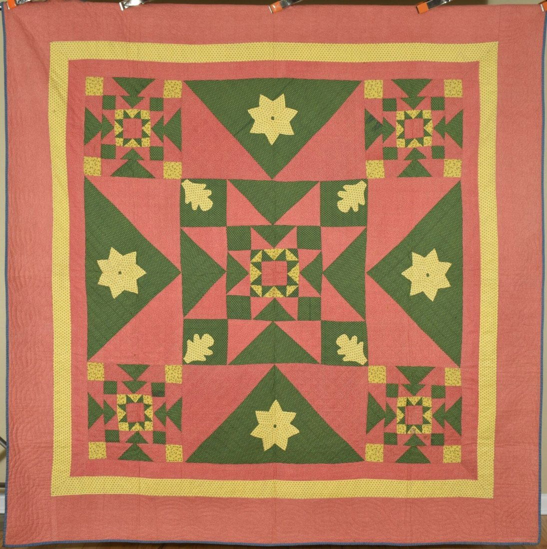 1880's Star & Oak Leaf Medallion Quilt, Rare Design (1 of 10)