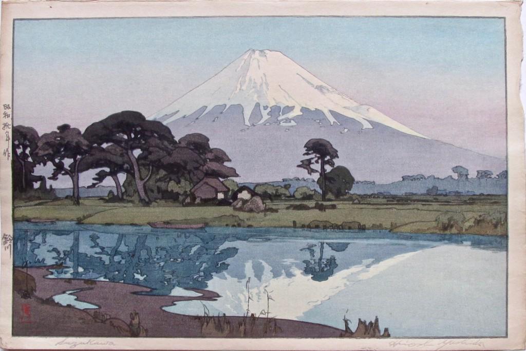 Hiroshi Yoshida: Suzukawa: Artist: Hiroshi YOSHIDA (1876-1950) Subject: Suzukawa Publisher: Self Signature: Hiroshi Yoshida printed lower right Date: 1935 Format: ôban yoko-e, 40 x 26.8 cm Condition: Although Yoshida prints wi