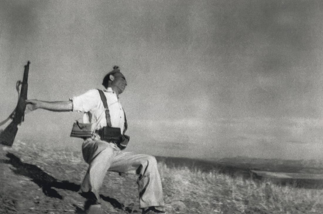 ROBERT CAPA - Republican Militiaman: Artist: ROBERT CAPA Title: Republican Militiaman's Moment of Death, Spain, 1936 Medium: Photo Litho, 2012, Italy Dimensions: 8.95x5.85 Description: Heat Wax Mounted on 8.5x11" Conservation Board The S