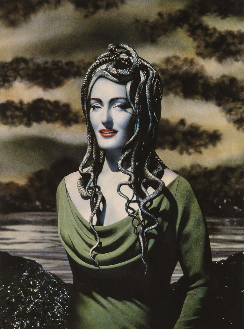 PIERRE & GILLES - Meduse - Zuleika, 1990: Artist: PIERRE & GILLES Title: Meduse - Zuleika, 1990 Medium: Photo Litho, 1997, Germany Dimensions: 7x9.4" Description: Heat Wax Mounted on 11x14" Conservation Board Artist Bio: Pierre Commoy and Gil