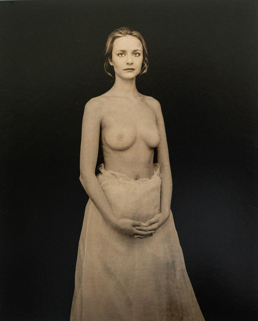 JOYCE TENNESON - Topless Woman: Artist: JOYCE TENNESON Title: Topless Woman Medium: Photo Litho, 2006, Hong Kong Dimensions: 8.5x10.6" Description: Heat Wax Mounted on 11x14" Conservation Board Artist Bio: Joyce Tenneson is an Ameri