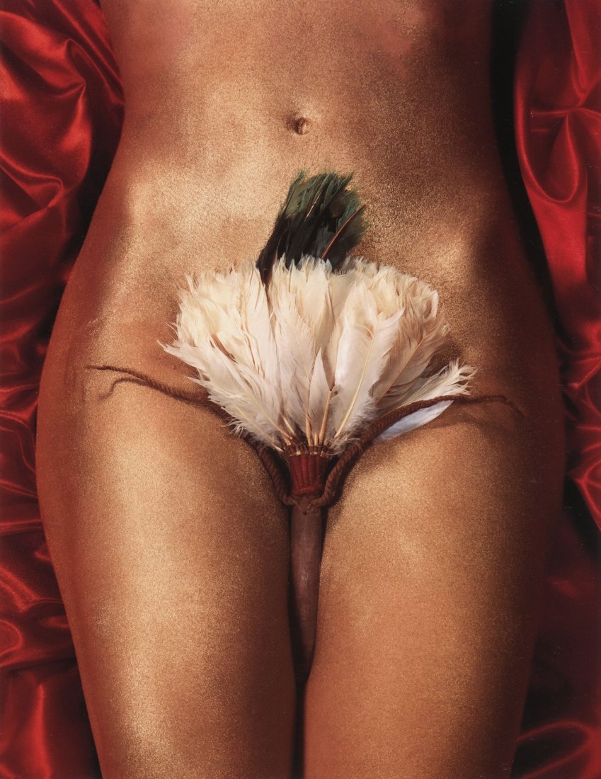 ALBERT WATSON - Torso with 16th Century Aztec Fan: Artist: ALBERT WATSON Title: Torso with 16th Century Aztec Fan Medium: Photo Litho, 2002, Italy Dimensions: 6.7x8.7" Description: Heat Wax Mounted on 11x14" Conservation Board Artist Bio: Albert Watso