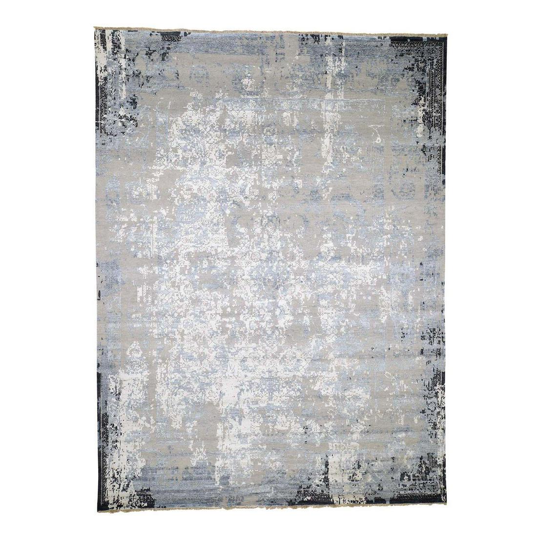 Abstract Design Wool And Silk Hand-Knotted Oriental Rug (1 of 12)