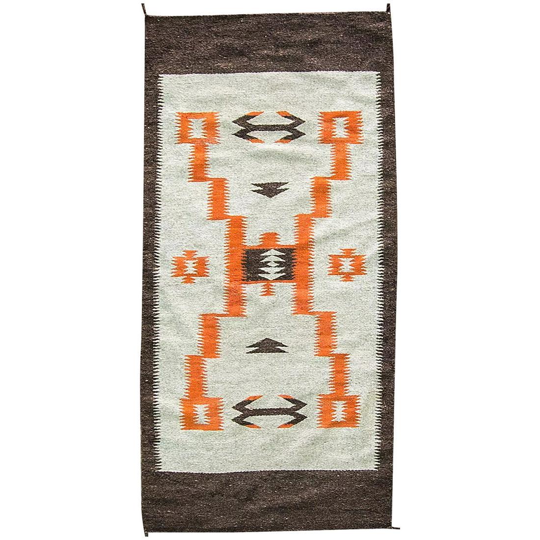 28' x 58" Storm Pattern Navajo Rug, circa 1930 (1 of 8)