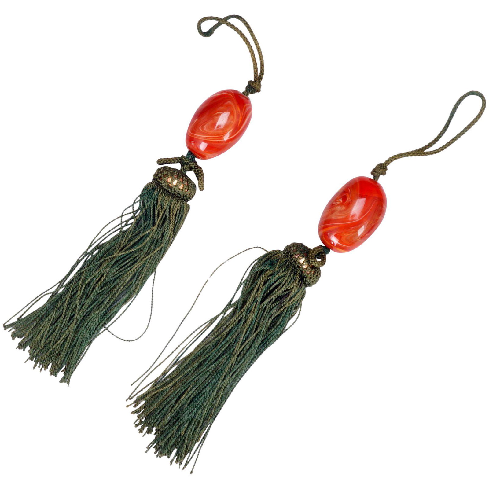 Pair mid 20th C Japanese Glass Scroll Weights (1 of 9)