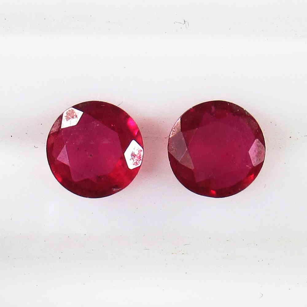 2.19 Ct Natural Mozambique Red Ruby Round Pair (1 of 2)