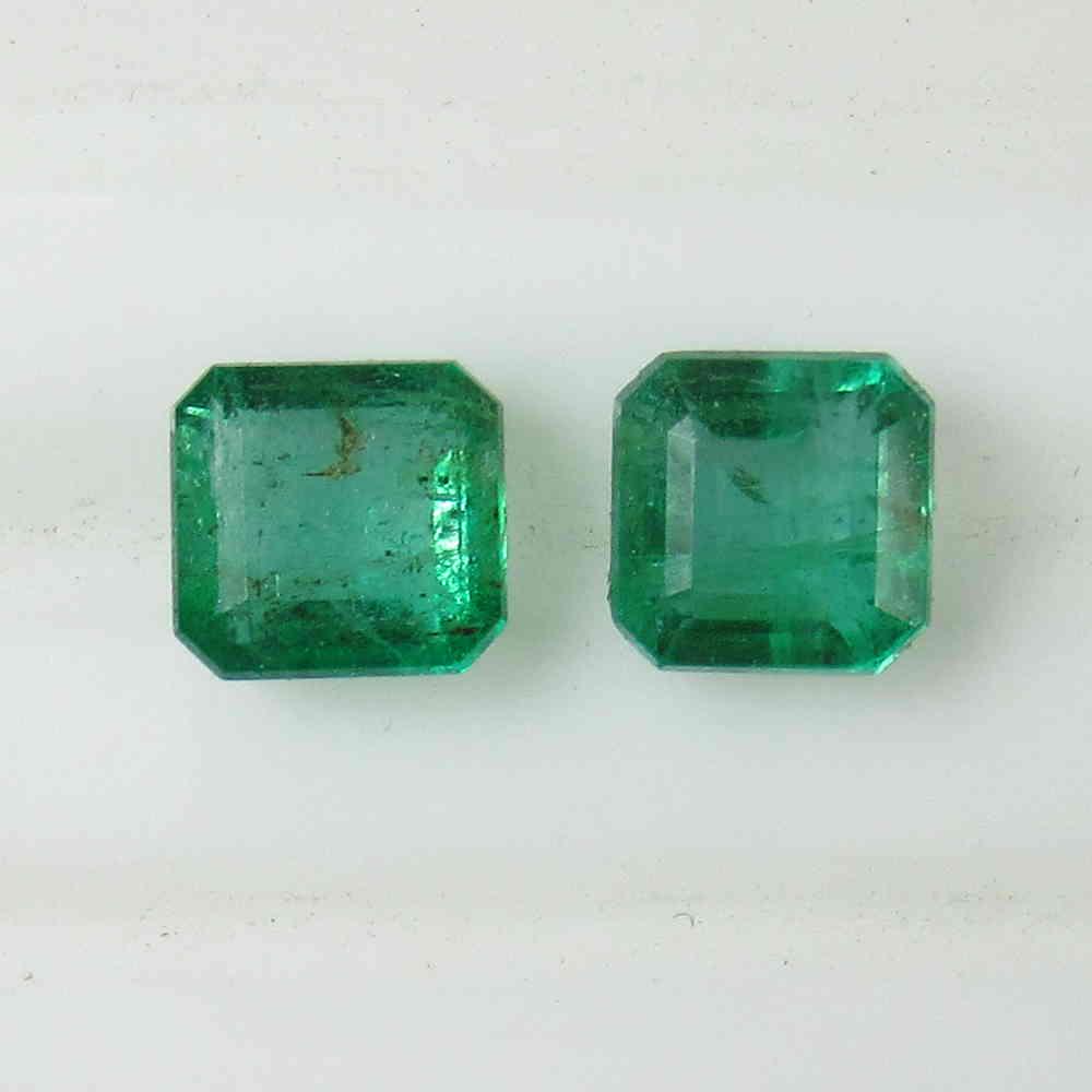 2.26 Ct Natural Zambian Emerald Square Octagon Pair (1 of 2)