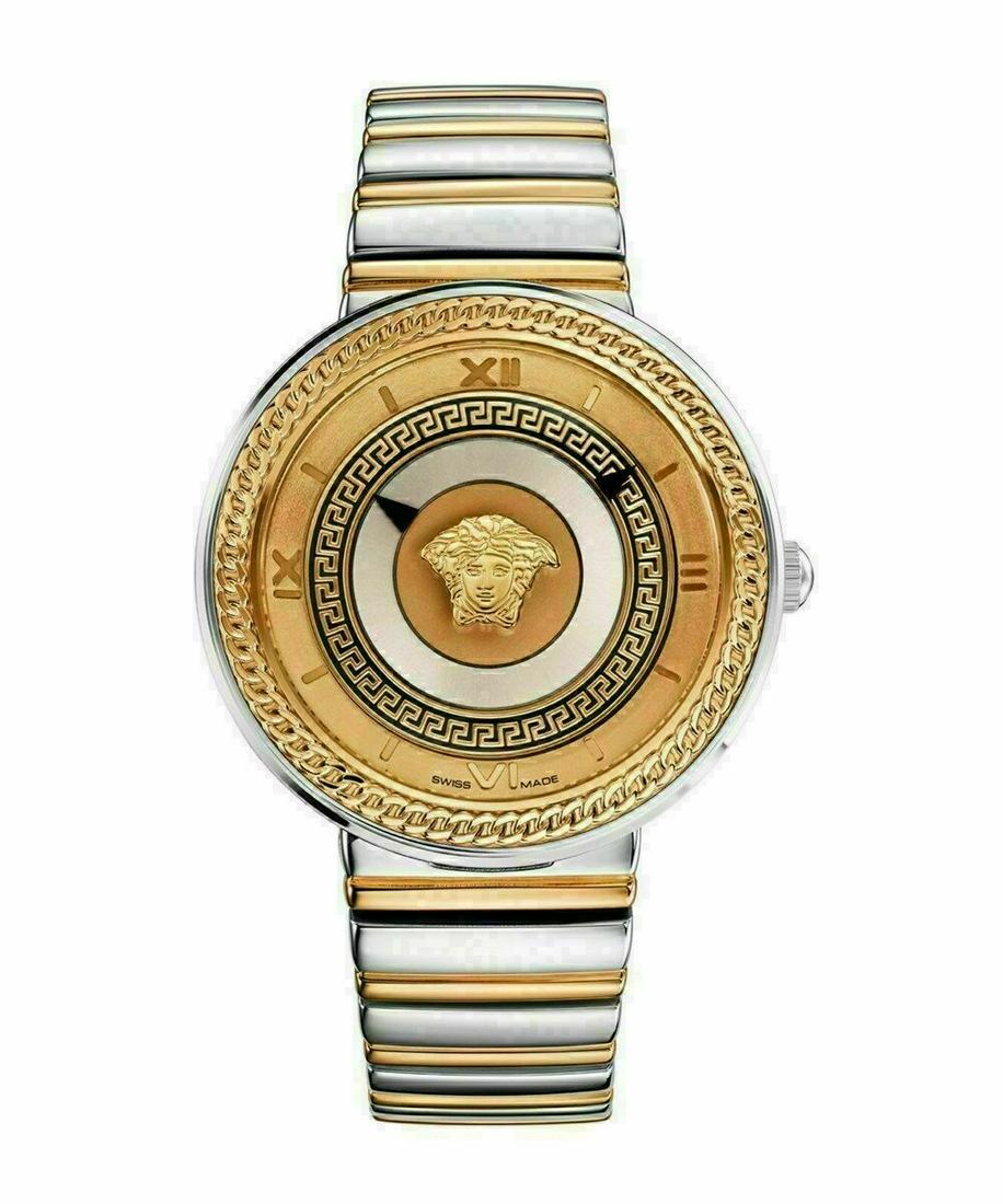Unisex Versace V-Metal Icon VLC080014 Gold: New Versace V-Metal Icon VLC080014 Gold Electroplated Steel Quartz 40MM Watch New Versace V-Metal Icon VLC080014 Gold Electroplated Steel Quartz 40MM Watch DESCRIPTION: Brand Versace Model V-Metal Ico
