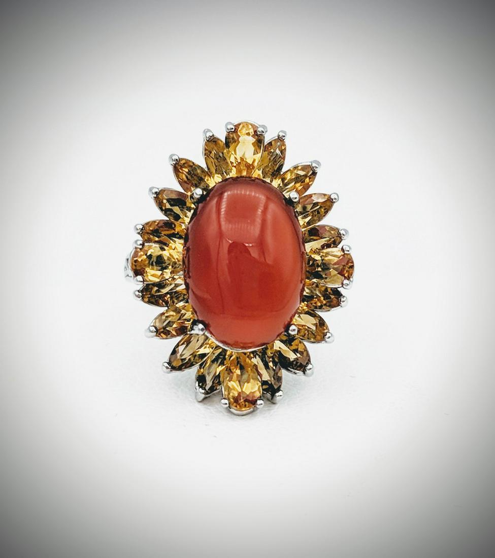 Sterling Silver Agate & Citrine Ring Sz 7 (1 of 4)