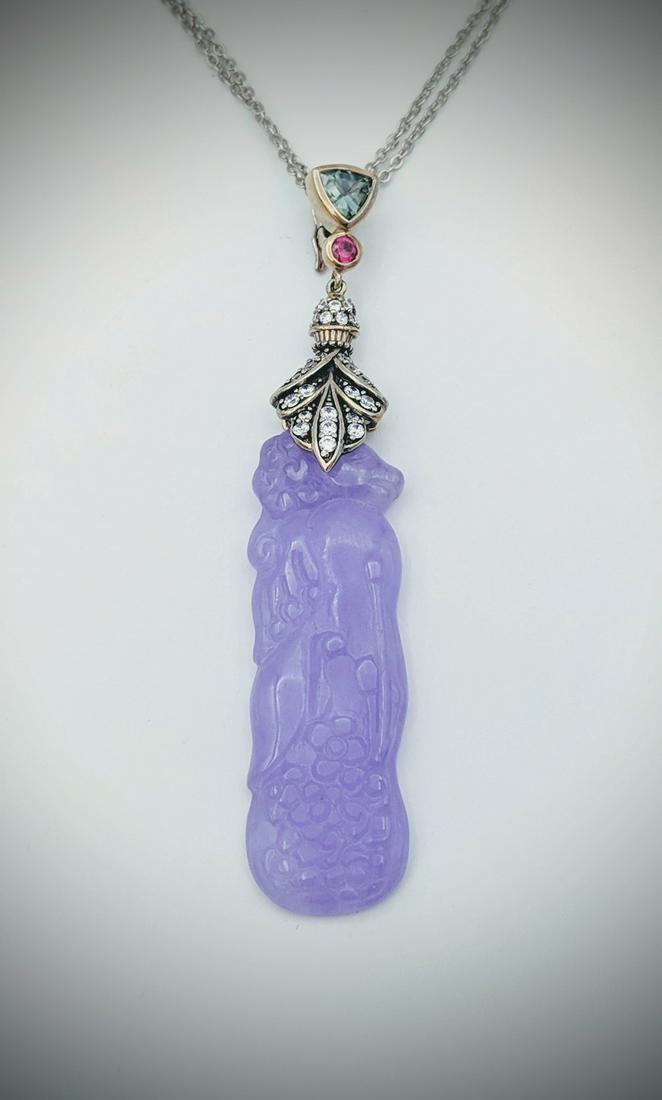 Sterling Silver Double Chained Necklace & Pendant w (1 of 3)