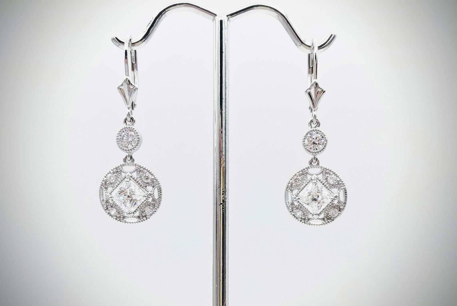 Sterling Silver Double Drop Vintage Style Earrings w (1 of 3)