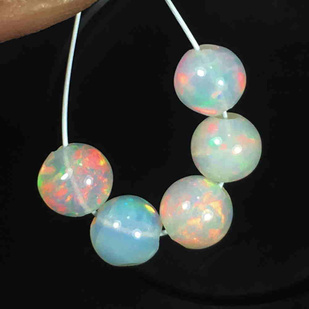 1.85 Ct Natural 5 Drilled Multi-Color Fire Opal Ball (1 of 2)