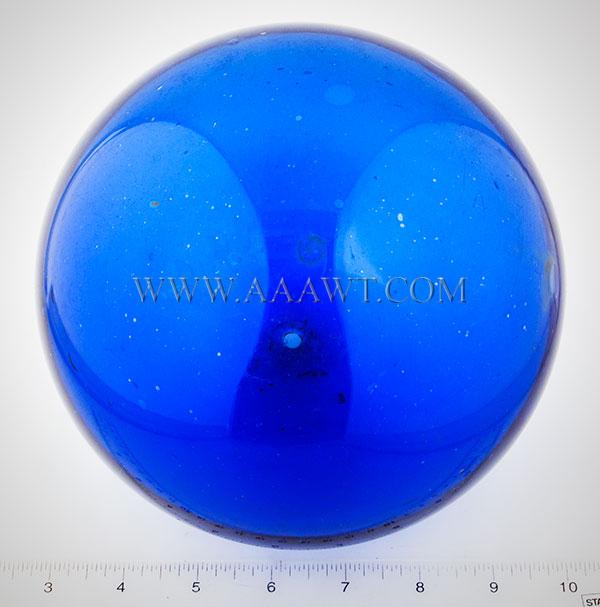 Blown Glass Witch Ball, Sapphire Blue: 784-3 Title: Blown Glass Witch Ball, Sapphire Blue Date/Period: Circa 1840 to 1860 American Measurement: Six Inch AAAWT, AAWT and Antique Associates at West Townsend. Shipping: Domestic: Shipping rate