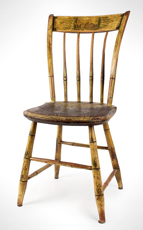 19th Century Thumb Back Windsor Side Chair: 431-102 Title: 19th Century Thumb Back Windsor Side Chair, Date/Period: Massachusetts State House Transfer Likely Massachusetts, circa 1820-1830 Measurement: Height: 34.75"; seat height: 18"; width:15