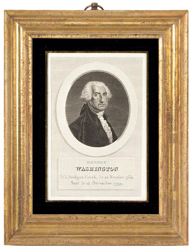 Engraving, George Washington, Ne a Bridges-Creek, le 22: 754-18 Title: Engraving, George Washington, Ne a Bridges-Creek, le 22 Fevrier 1732, Mort le 14 Decembre 1799 Date/Period: Undated, After Gilbert Stuart, Measurement: frame: 9.25 by 7.25", sight-size: